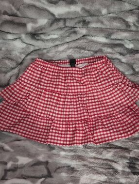 Wild fable Red and White Gingham Tiered Mini Skort